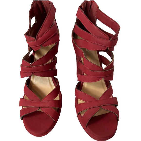 Jasmin " JKnoxville" Wedge Red Strappy Sandal Size 10M - Picture 2 of 9